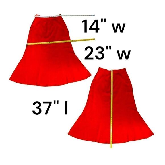 VTG 90s Bright Red Satin Fairycore Grunge Lined Maxi Slip Skirt Size 10 - Picture 12 of 12